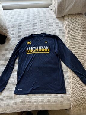 Nike Michigan Long Sleeve Tee - Navy and Yellow
